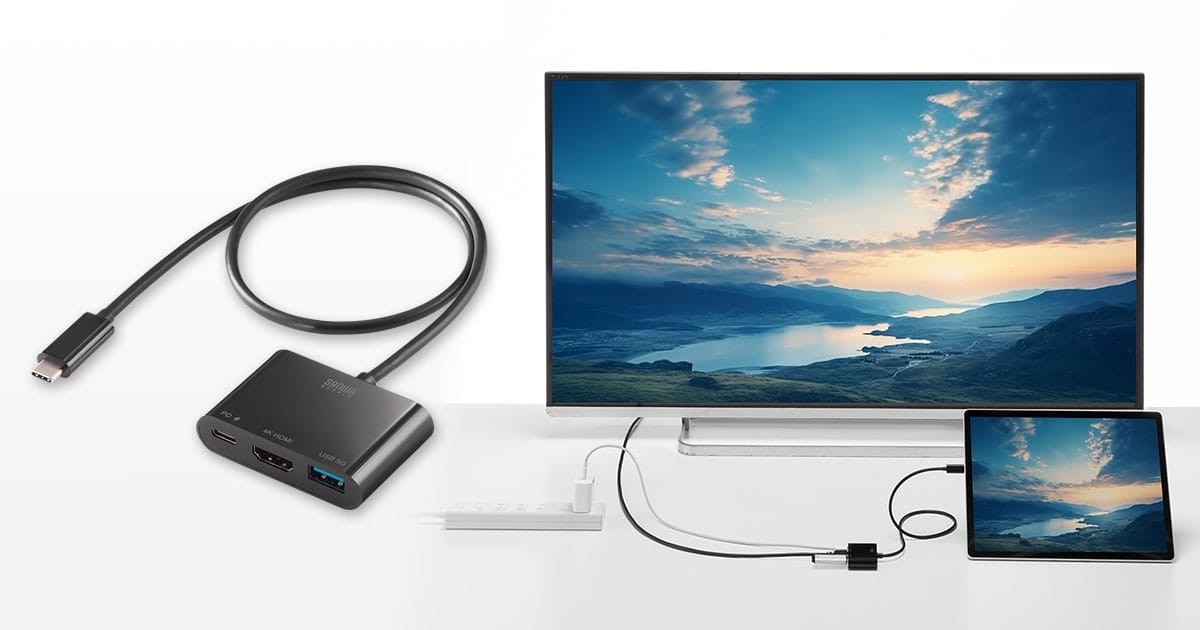 サンワサプライ、USB-A＆充電ポート搭載のUSB-C – HDMI変換アダプタを発売